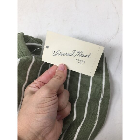 Women's Universal Thread Green and White Striped Long Sleeve Shirt (NWT) - Picture 4 of 8